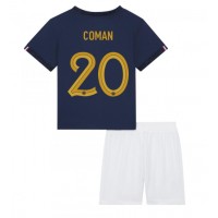 Echipament fotbal Franţa Kingsley Coman #20 Tricou Acasa Mondial 2022 pentru copii maneca scurta (+ Pantaloni scurti)